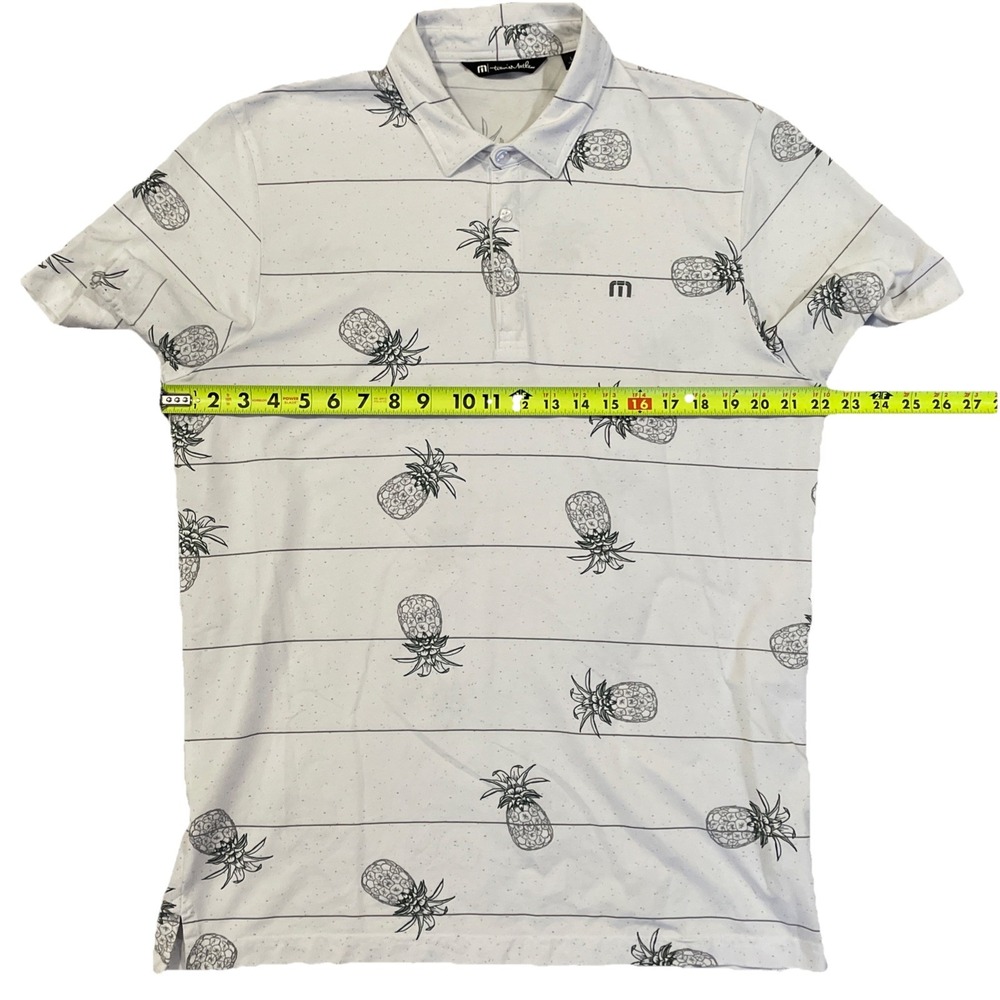 Travis Mathew Polo Shirt Mens Size‎ Large White Striped Pineapple Golf S Sleeve - Picture 2 of 7